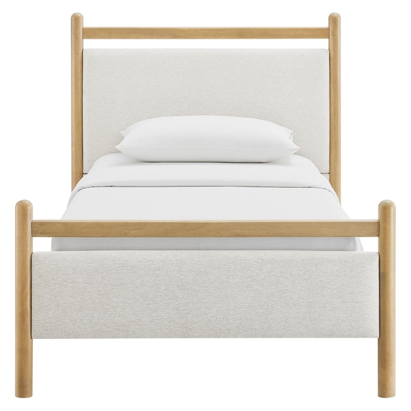 Ginny Twin Size Platform Bed Frame in Light Oak Heathered Ivory