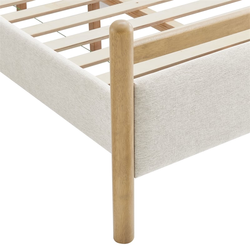 Ginny Twin Size Platform Bed Frame in Light Oak Heathered Ivory