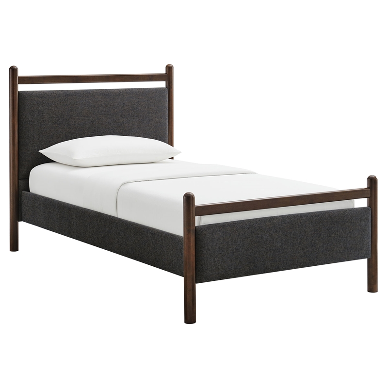 Ginny Twin Size Platform Bed Frame in Wenge Heathered Dark Gray