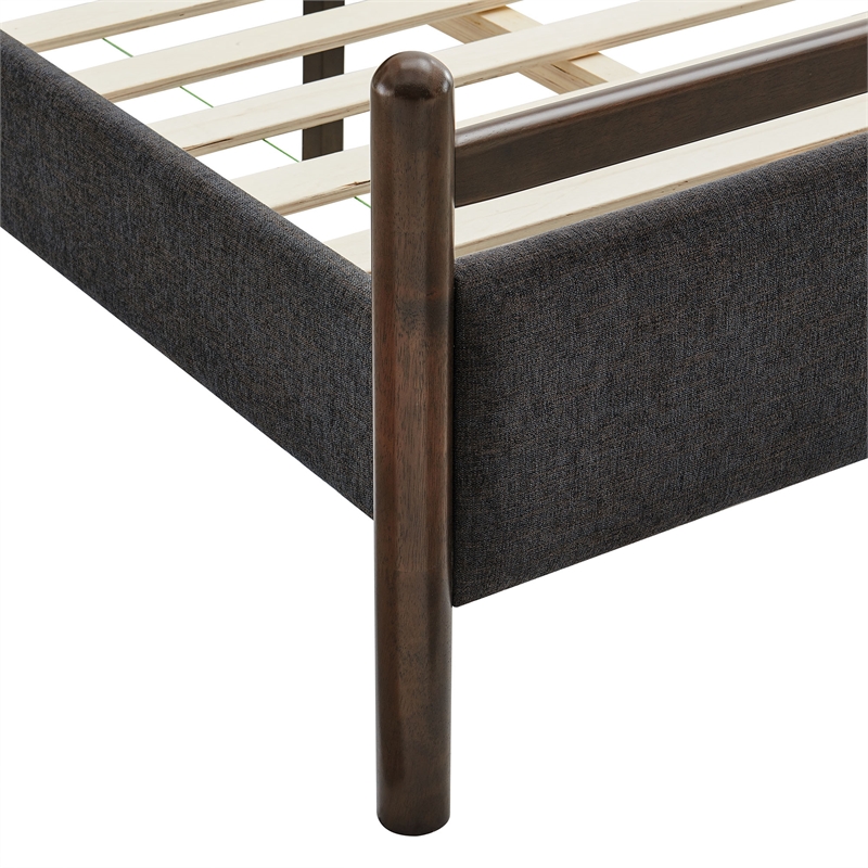Ginny Twin Size Platform Bed Frame in Wenge Heathered Dark Gray