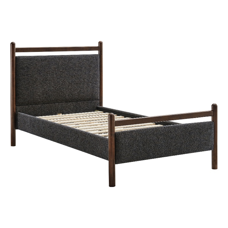 Ginny Twin Size Platform Bed Frame in Wenge Heathered Dark Gray