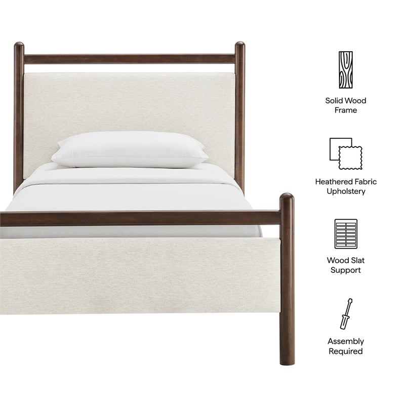Ginny Twin Size Platform Bed Frame in Wenge Heathered Ivory