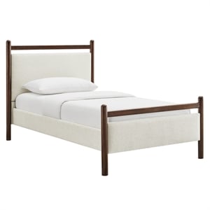 Ginny Twin Size Platform Bed Frame in Wenge Heathered Ivory