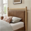 Ginny Twin Size Vegan Leather Platform Bed Frame in Light Oak Canyon