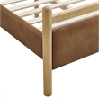 Ginny Twin Size Vegan Leather Platform Bed Frame in Light Oak Canyon