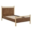 Ginny Twin Size Vegan Leather Platform Bed Frame in Light Oak Canyon