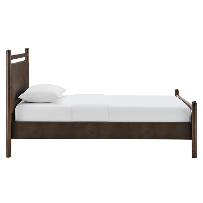 Ginny Twin Size Vegan Leather Platform Bed Frame in Wenge Mushroom