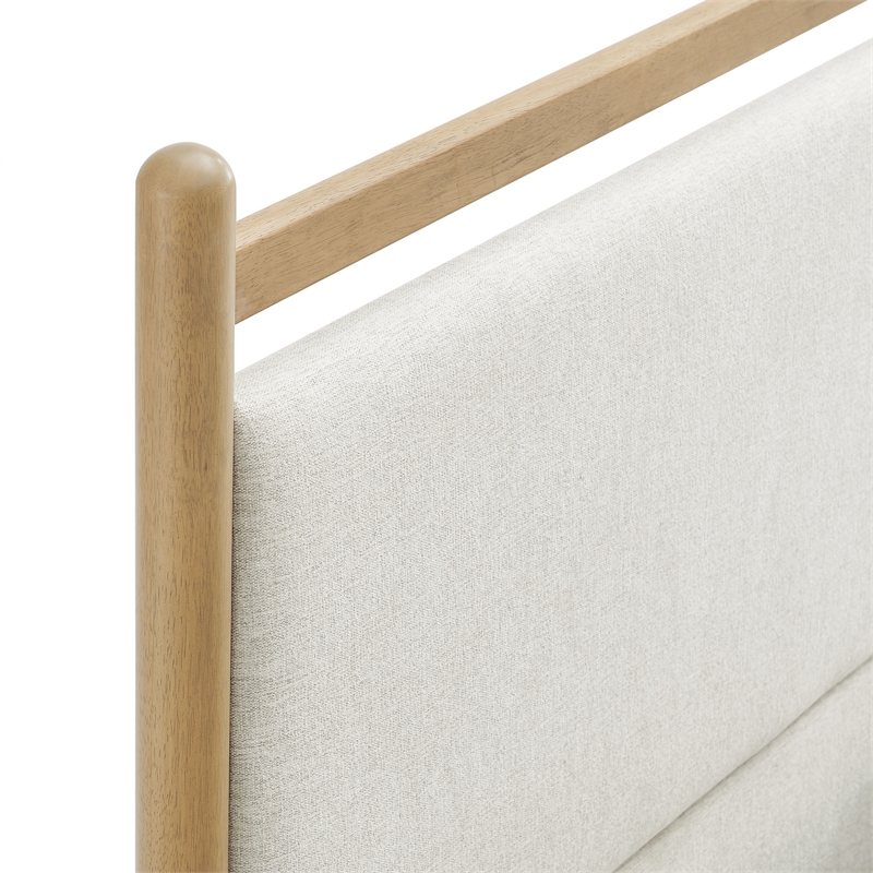 Ginny Full Size Platform Bed Frame in Light Oak Heathered Ivory
