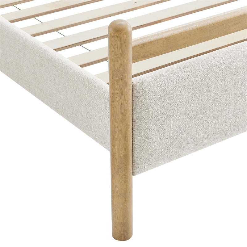 Ginny Full Size Platform Bed Frame in Light Oak Heathered Ivory