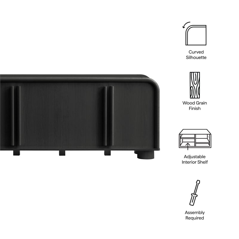 Bellamy Curved 4-Door Sideboard Cabinet in Black Oak