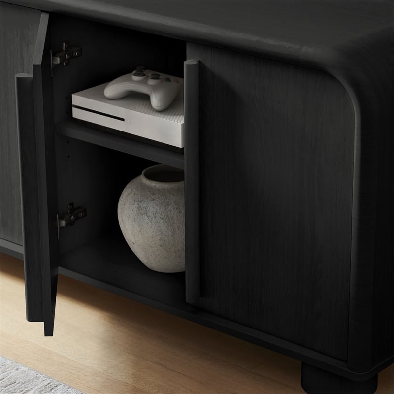 Bellamy Curved 4-Door Sideboard Cabinet in Black Oak