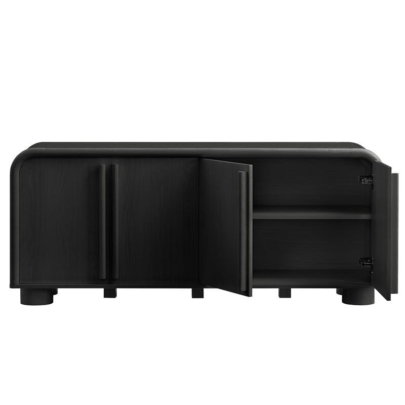 Bellamy Curved 4-Door Sideboard Cabinet in Black Oak