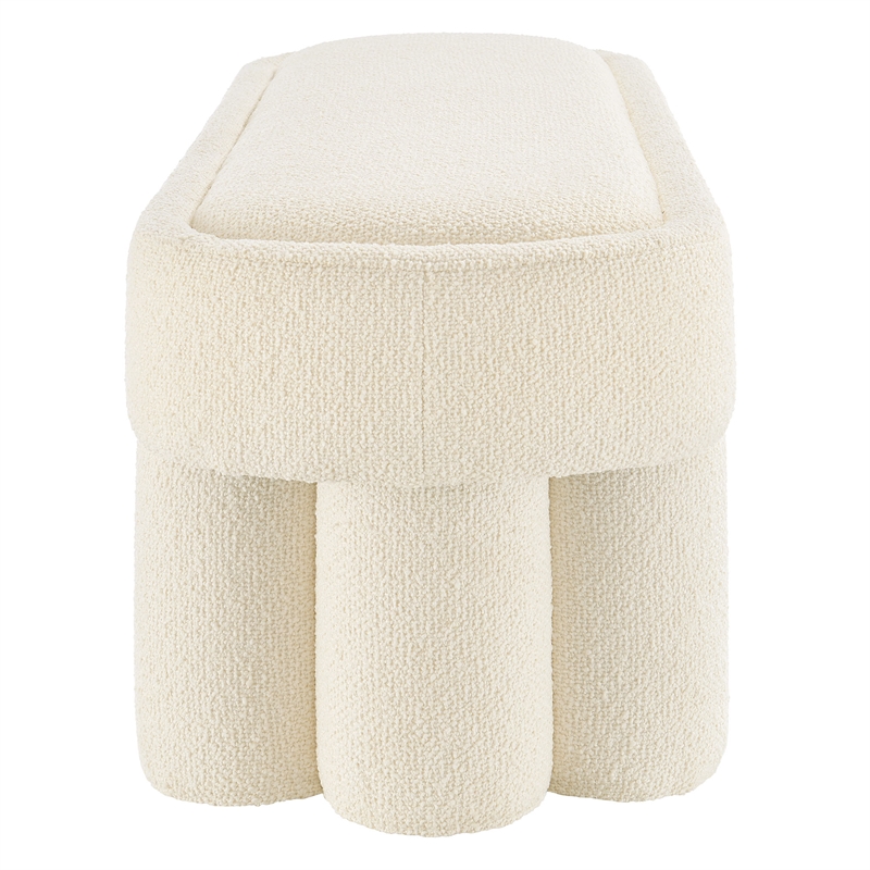 Mossi 52-Inch Oval Boucle Fabric Bench in Cream