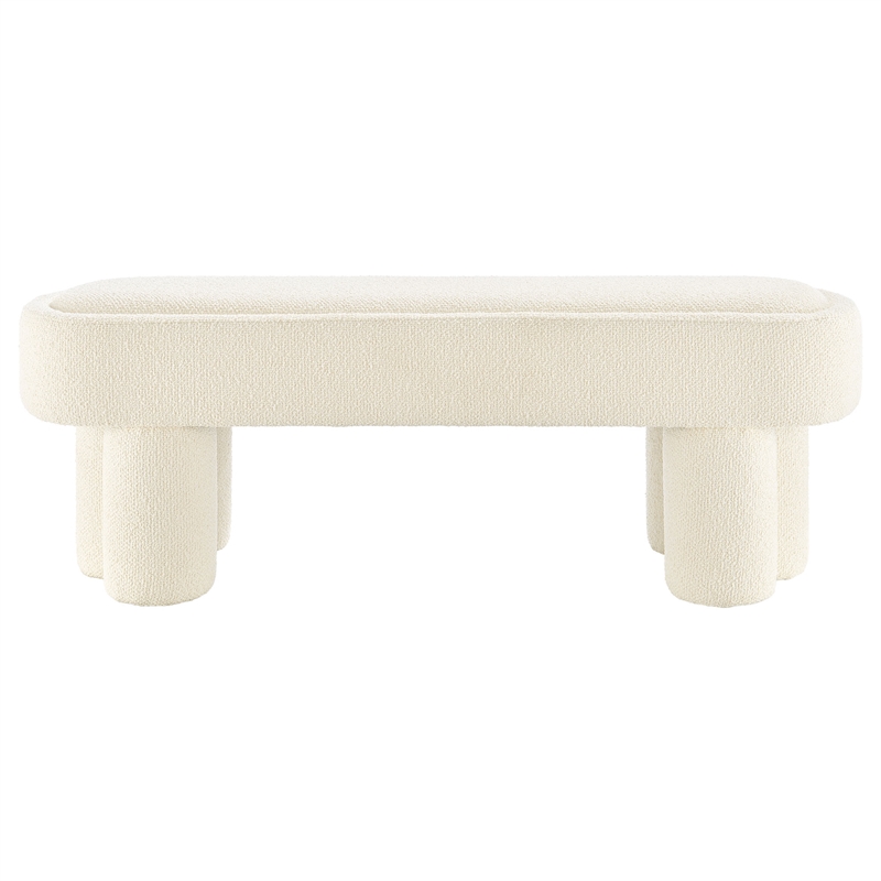 Mossi 52-Inch Oval Boucle Fabric Bench in Cream