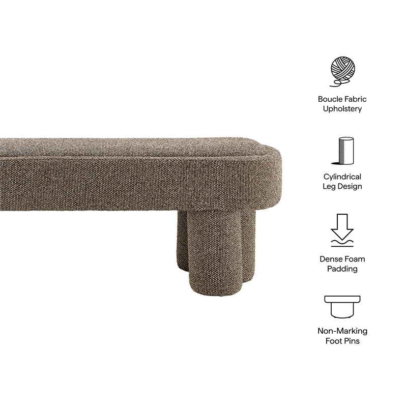 Mossi 52-Inch Oval Boucle Fabric Bench in Earth