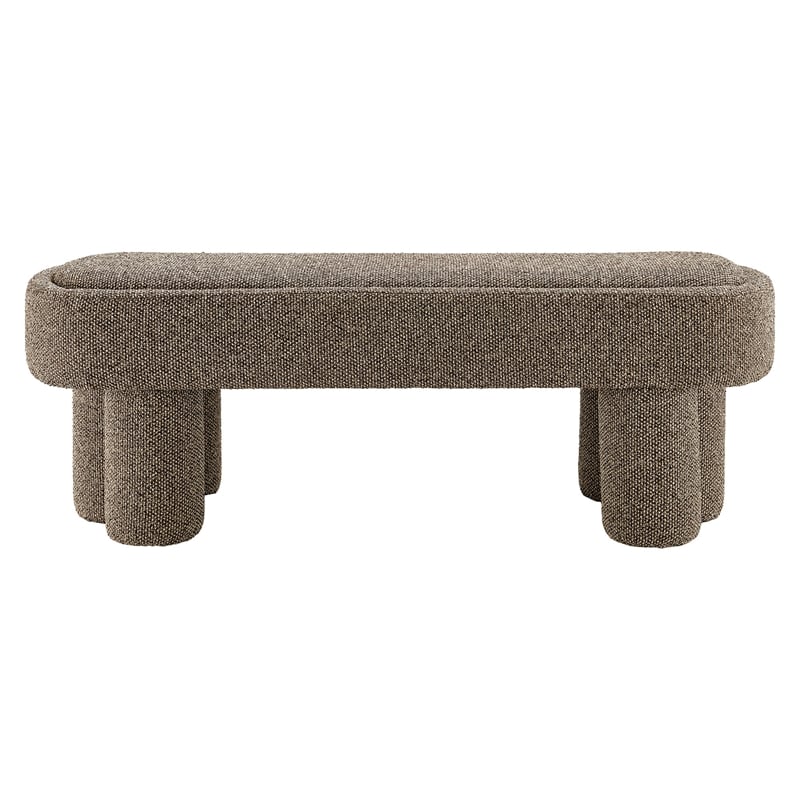 Mossi 52-Inch Oval Boucle Fabric Bench in Earth