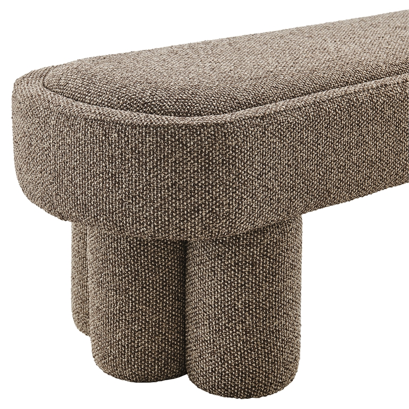 Mossi 52-Inch Oval Boucle Fabric Bench in Earth