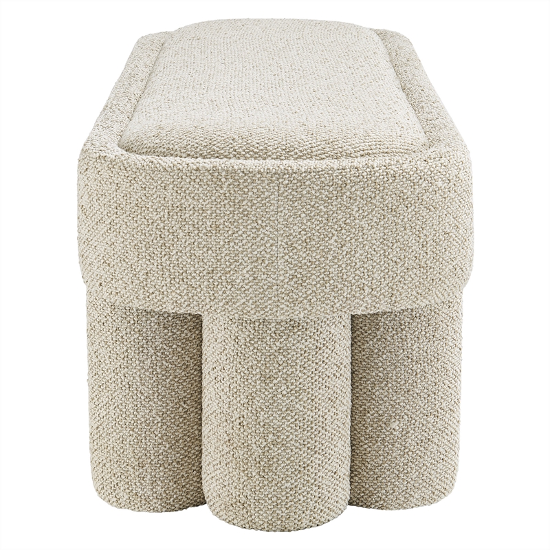 Mossi 52-Inch Oval Boucle Fabric Bench in Marble