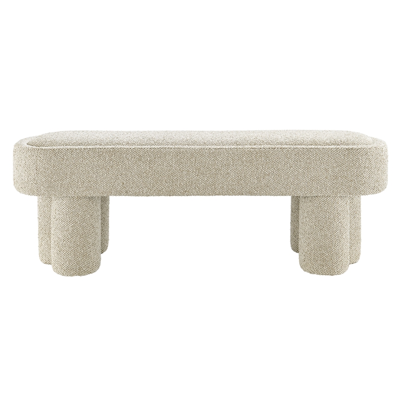 Mossi 52-Inch Oval Boucle Fabric Bench in Marble