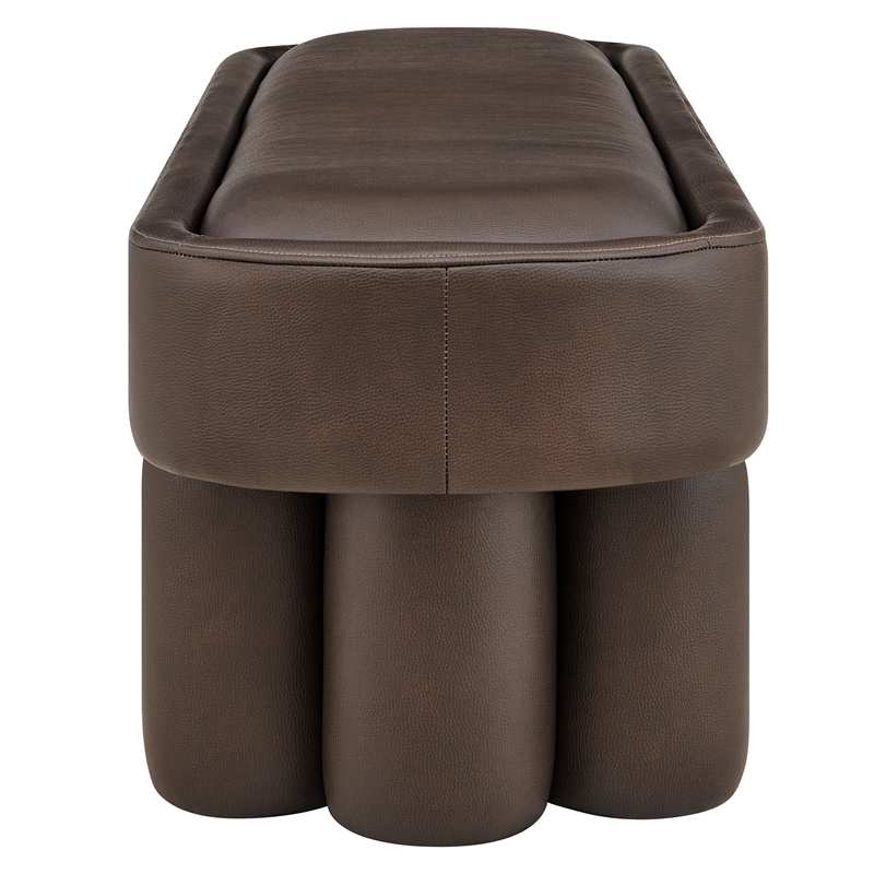 Mossi 52-Inch Oval Vegan Leather Bench in Espresso