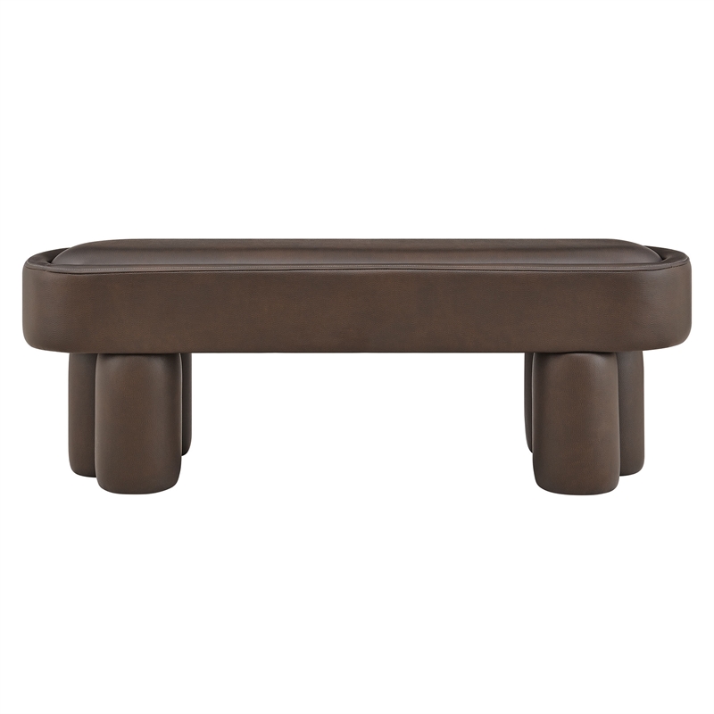 Mossi 52-Inch Oval Vegan Leather Bench in Espresso