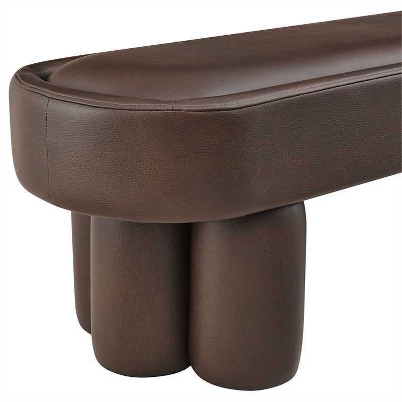 Mossi 52-Inch Oval Vegan Leather Bench in Espresso