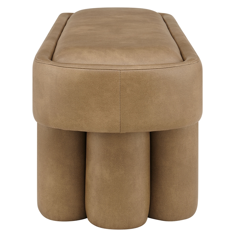 Mossi 52-Inch Oval Vegan Leather Bench in Toast
