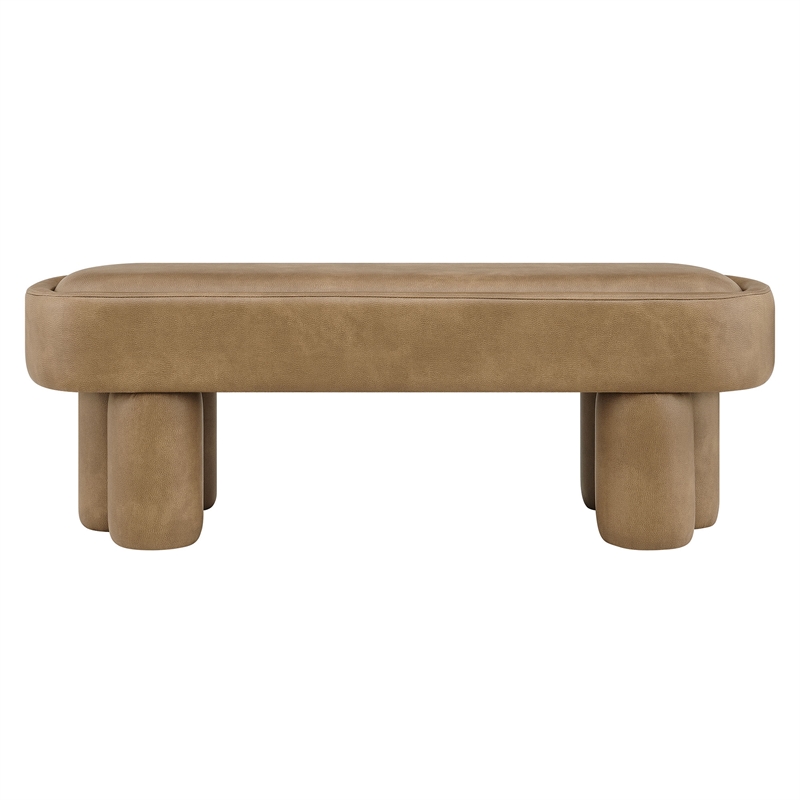 Mossi 52-Inch Oval Vegan Leather Bench in Toast