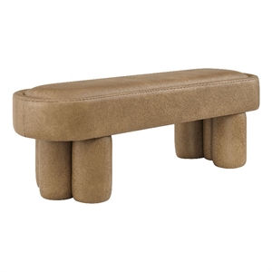 Mossi 52-Inch Oval Vegan Leather Bench in Toast