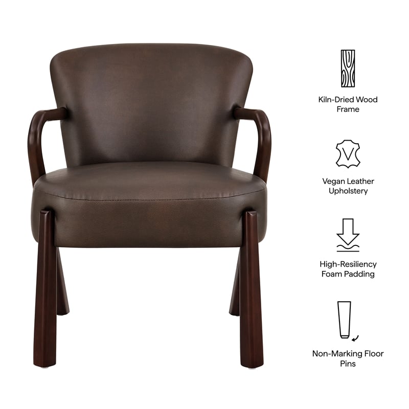 Arden Faux Leather Upholstered Accent Armchair in Espresso