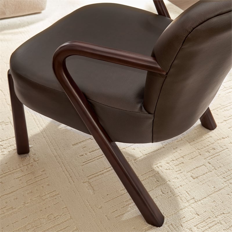 Arden Faux Leather Upholstered Accent Armchair in Espresso