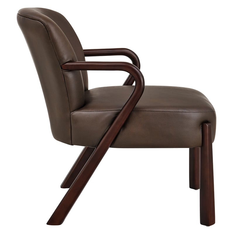 Arden Faux Leather Upholstered Accent Armchair in Espresso