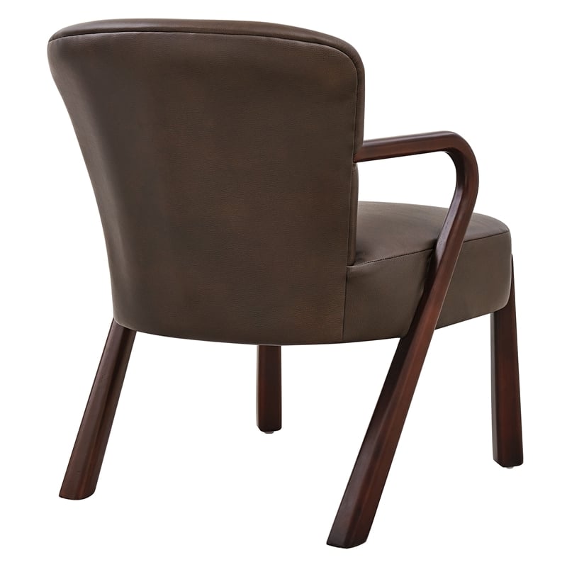 Arden Faux Leather Upholstered Accent Armchair in Espresso