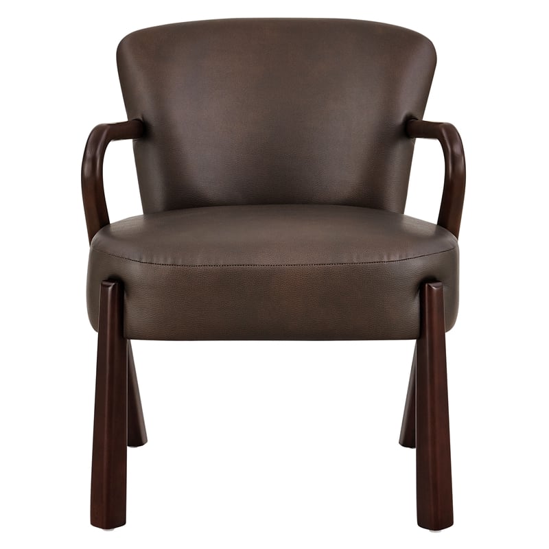 Arden Faux Leather Upholstered Accent Armchair in Espresso