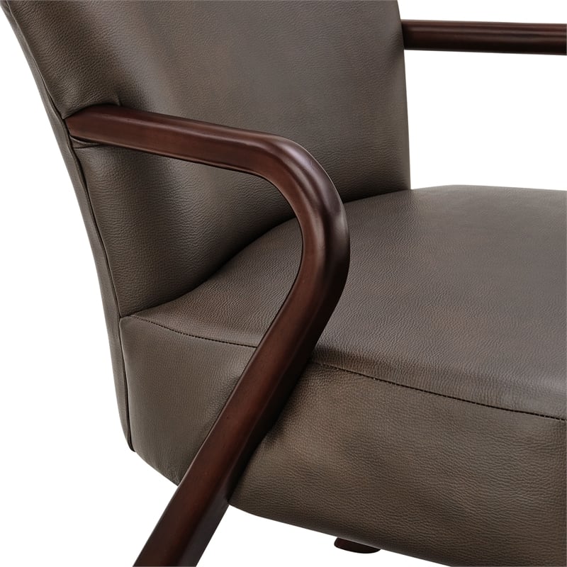 Arden Faux Leather Upholstered Accent Armchair in Espresso
