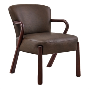 Arden Faux Leather Upholstered Accent Armchair in Espresso