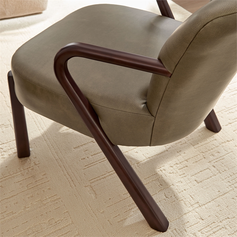 Arden Faux Leather Upholstered Accent Armchair in Mushroom
