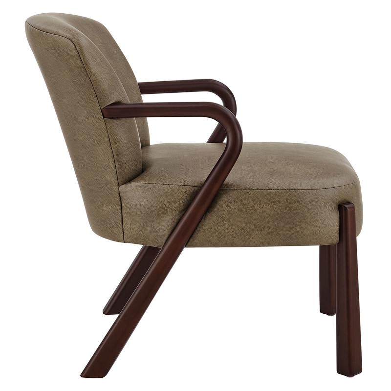 Arden Faux Leather Upholstered Accent Armchair in Mushroom