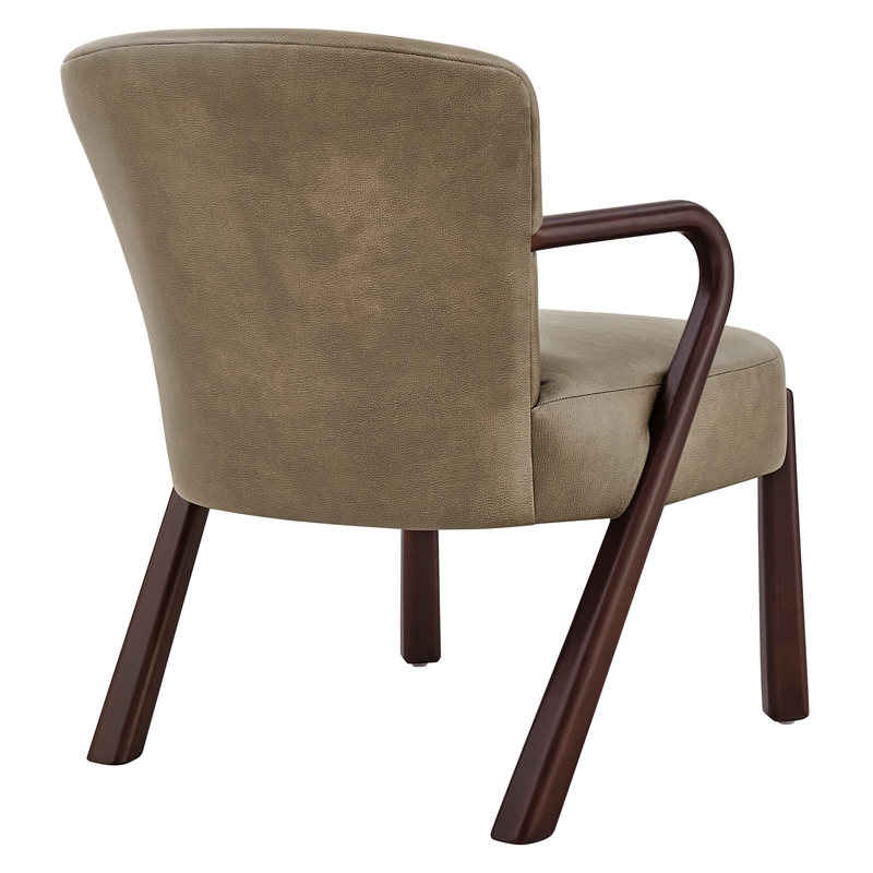Arden Faux Leather Upholstered Accent Armchair in Mushroom
