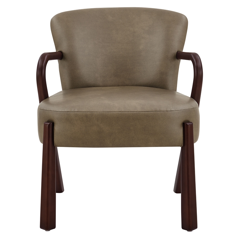 Arden Faux Leather Upholstered Accent Armchair in Mushroom