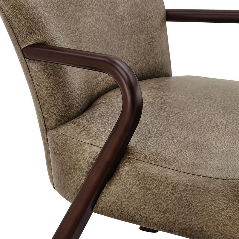 Arden Faux Leather Upholstered Accent Armchair in Mushroom