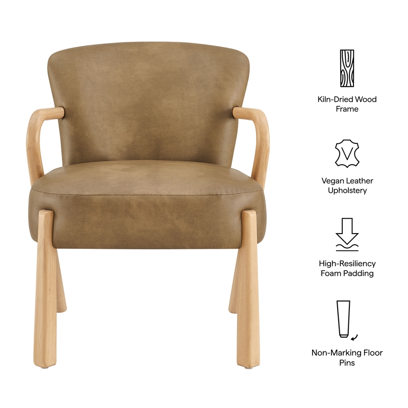 Arden Faux Leather Upholstered Accent Armchair in Toast