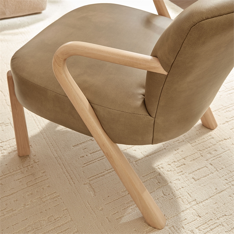 Arden Faux Leather Upholstered Accent Armchair in Toast