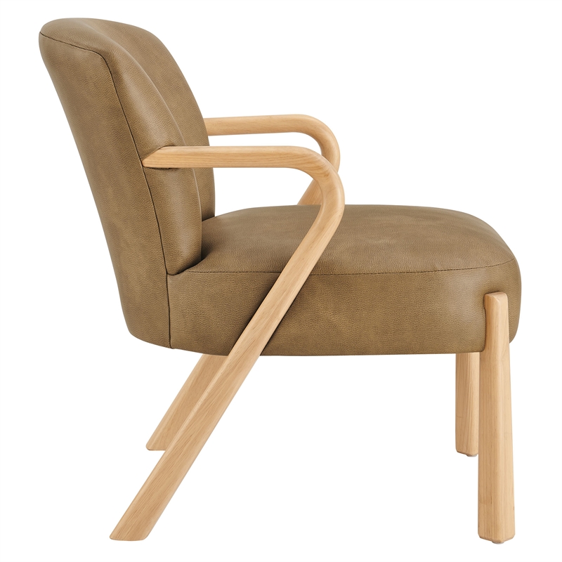 Arden Faux Leather Upholstered Accent Armchair in Toast