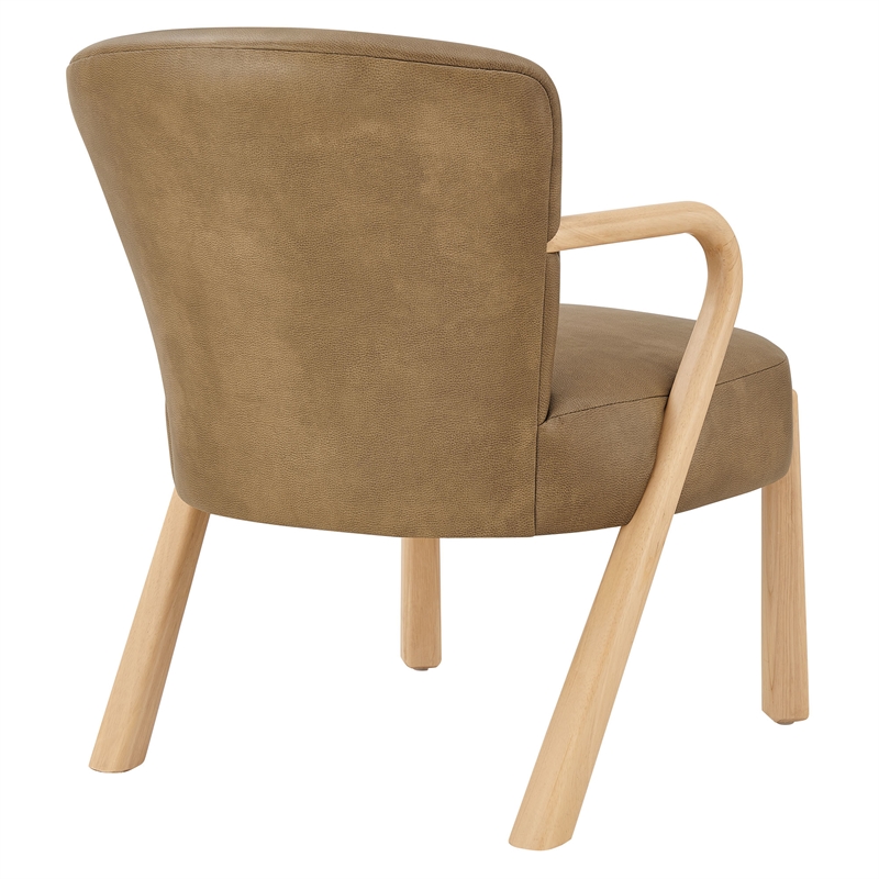 Arden Faux Leather Upholstered Accent Armchair in Toast