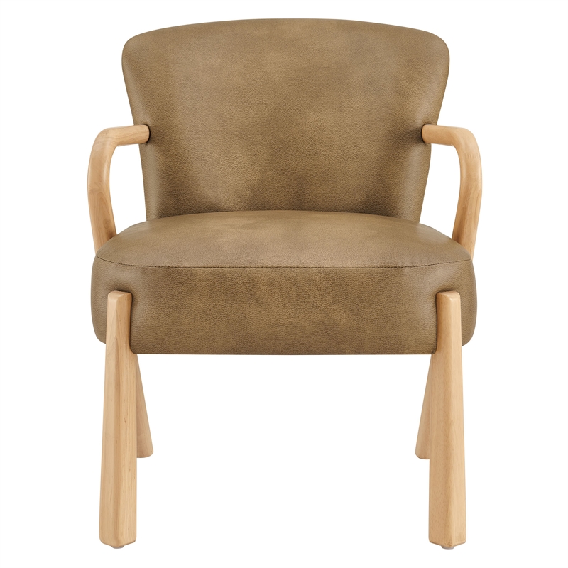 Arden Faux Leather Upholstered Accent Armchair in Toast