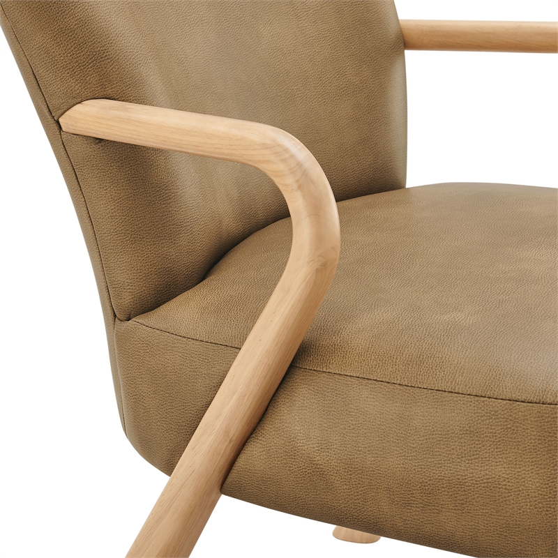 Arden Faux Leather Upholstered Accent Armchair in Toast