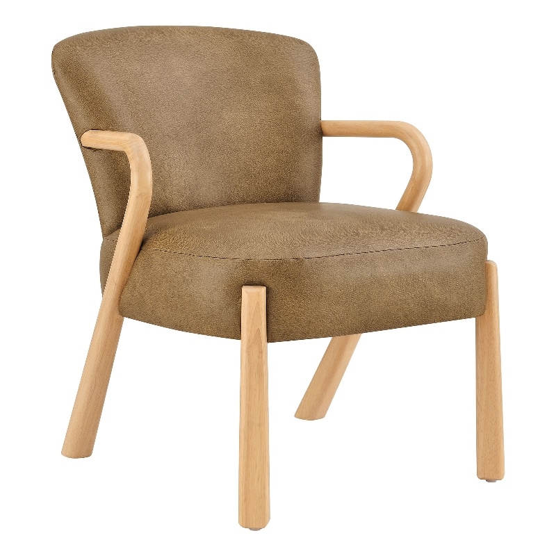 Arden Faux Leather Upholstered Accent Armchair in Toast