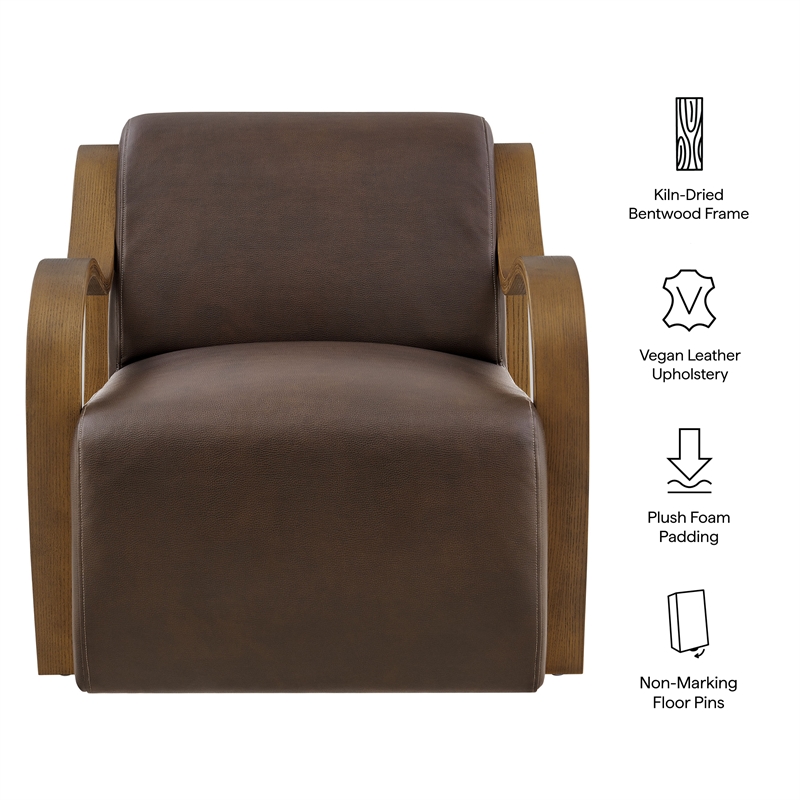 Atrium Vegan Leather Accent Armchair in Espresso