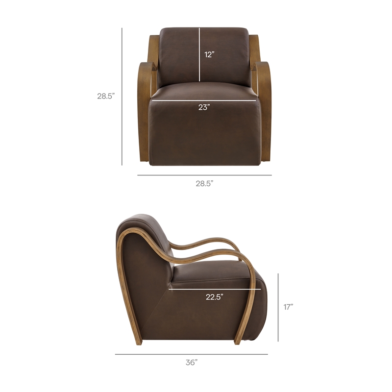 Atrium Vegan Leather Accent Armchair in Espresso